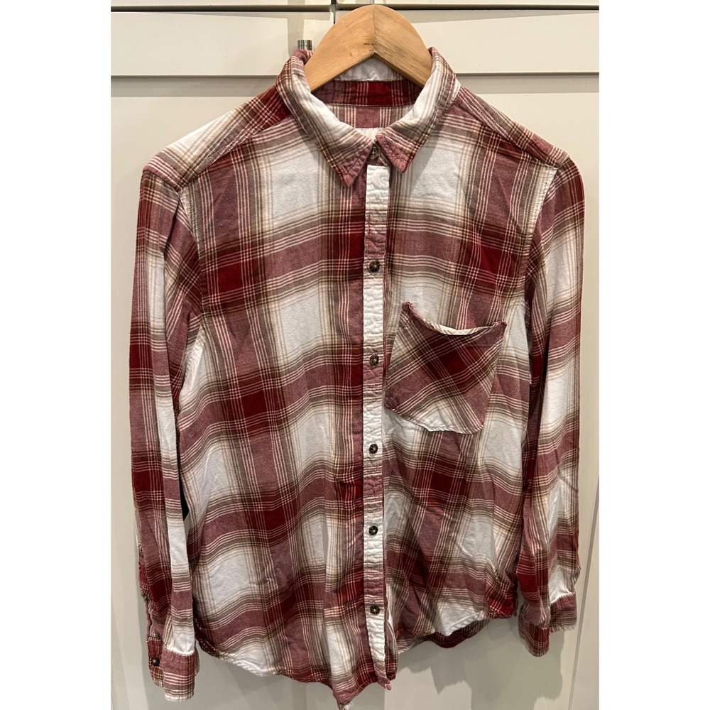 Abercrombie & Fitch Soft A&F Collection Red White Plaid Flannel Shirt Mens Large